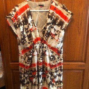 Vince Camuto Brown and Orange tie dye pleated sundress size 8